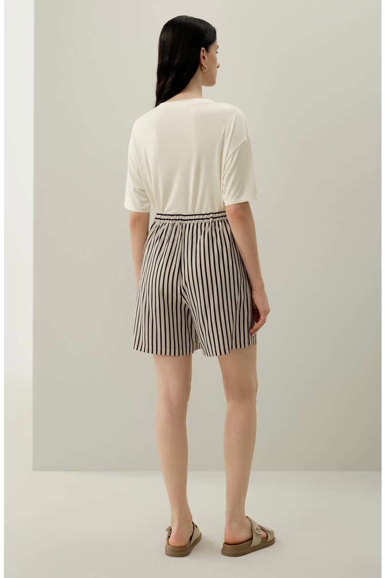 Women's Striped Silk Shorts, Alternate, color, Ink Stripe