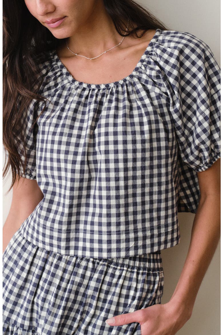 Gia Poplin Top, Main, color, NAVY GINGHAM