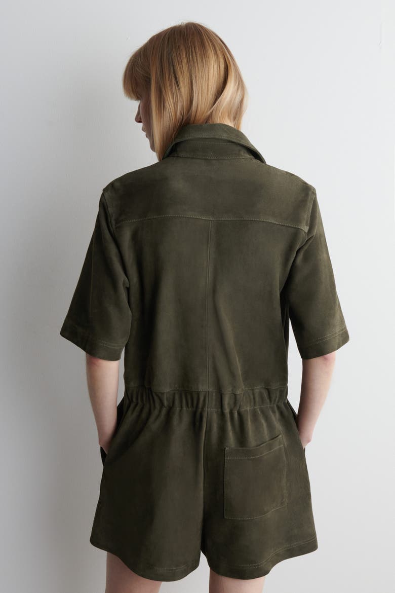 Suede Romper, Alternate, color, KHAKI