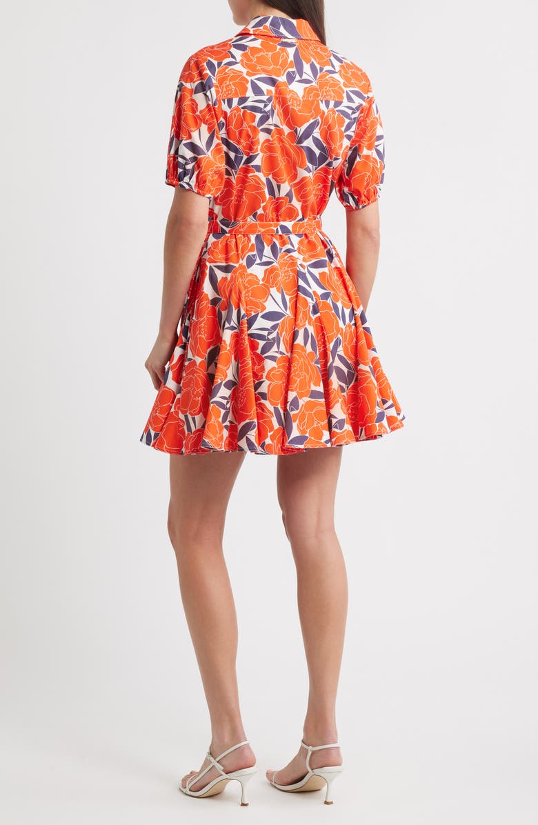 Milly Juni Camellia Floral Stretch Cotton Poplin Shirtdress, Alternate, color, Coral Multi