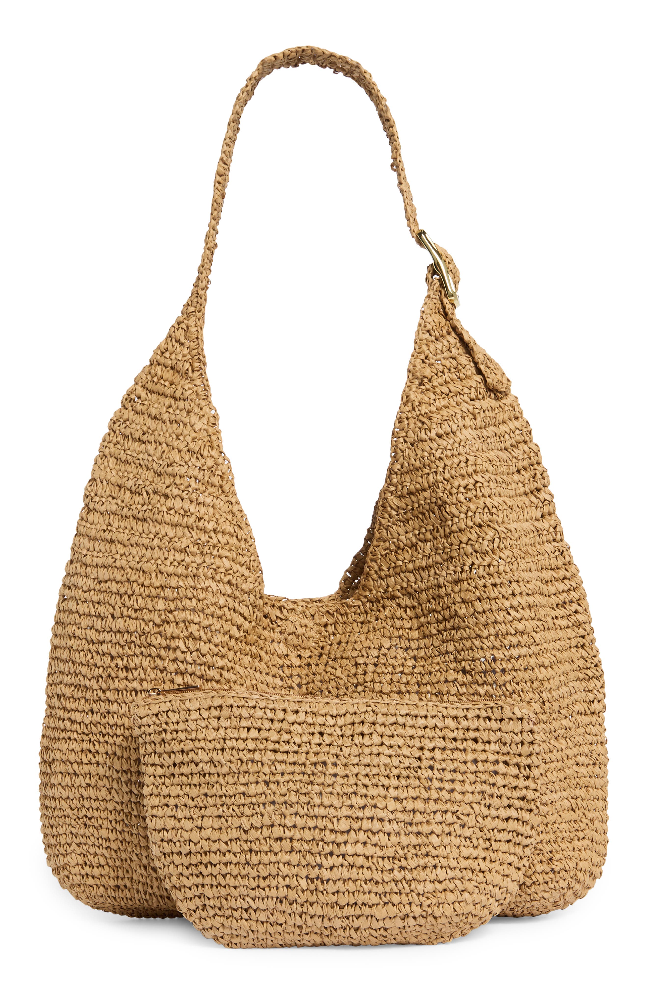 Collection XIIX Slouchy Straw Bag, Alternate, color, Dark Natural