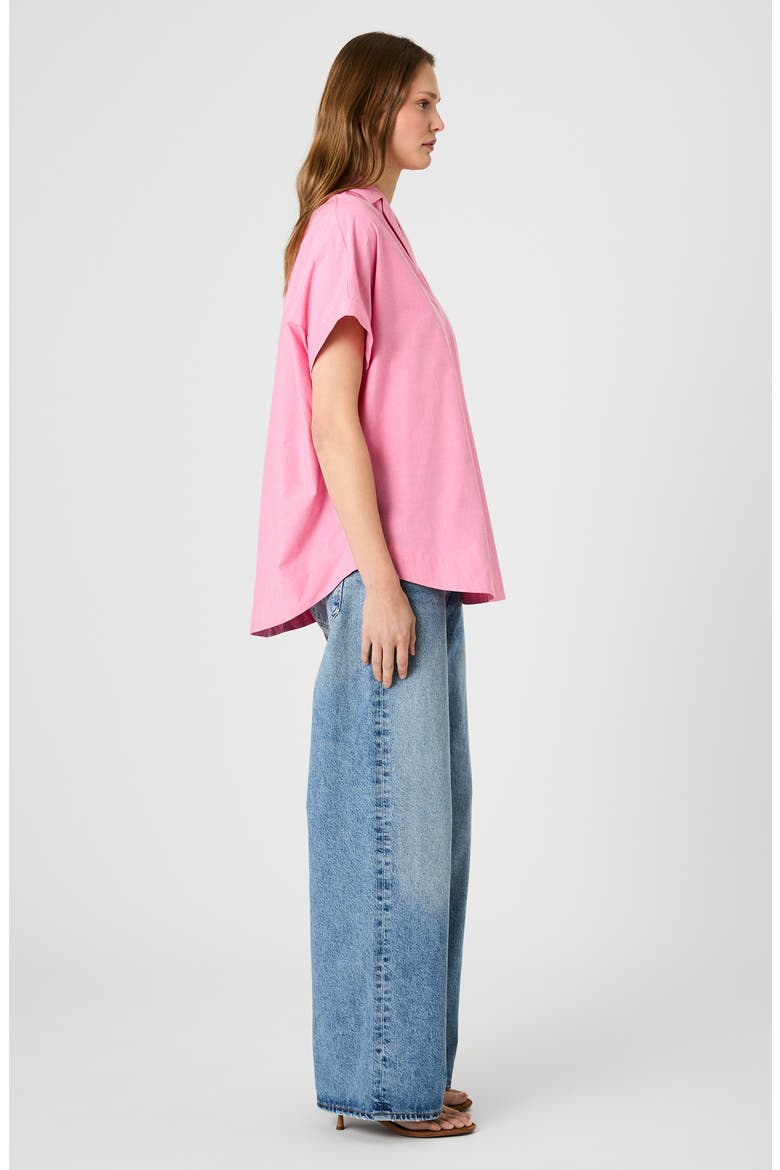 Rhodes Stripe Short Sleeve Poplin Popover Shirt, Alternate, color, GUAVA PINK