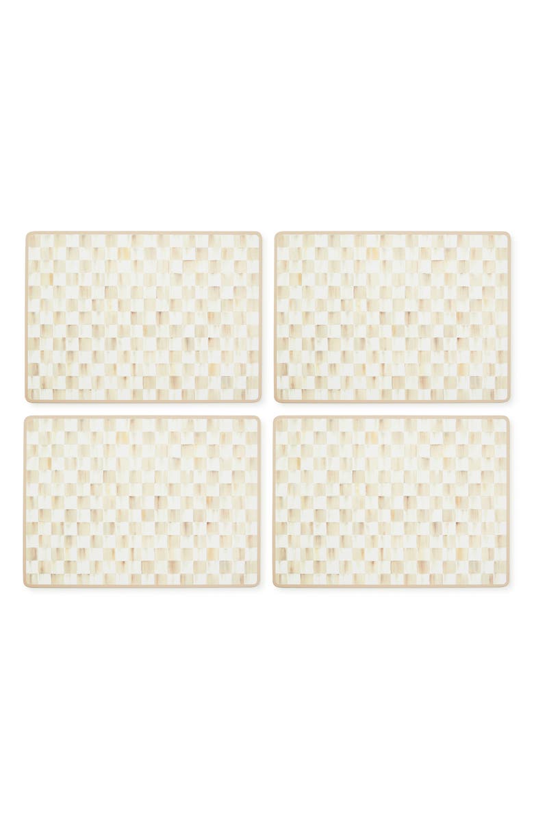 MACKENZIE CHILDS Mocha Check Set of 4 Placemats, Alternate, color, Mocha
