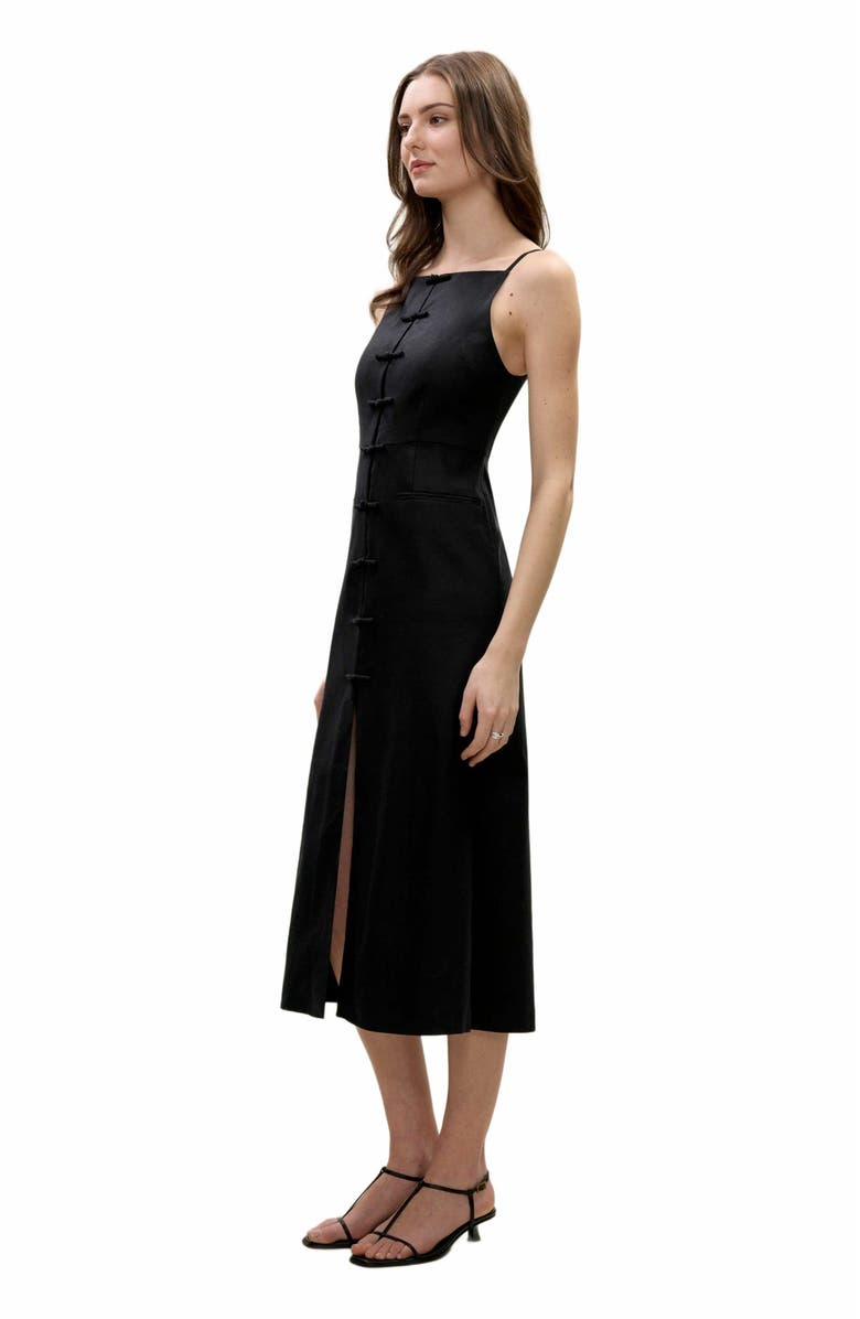 Rebecca Taylor Beatrice Stretch Linen Dress, Alternate, color, Black