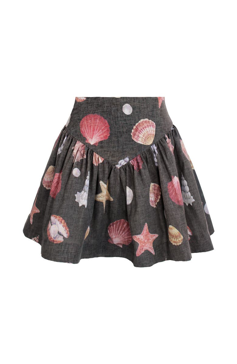 NO PISE LA GRAMA Sotavento Mini Skirt, Main, color, Conchitas Black Print