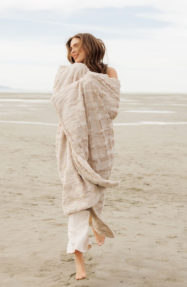 Minky Couture Sorbet Almond Croissant Blanket, Main, color, Beige