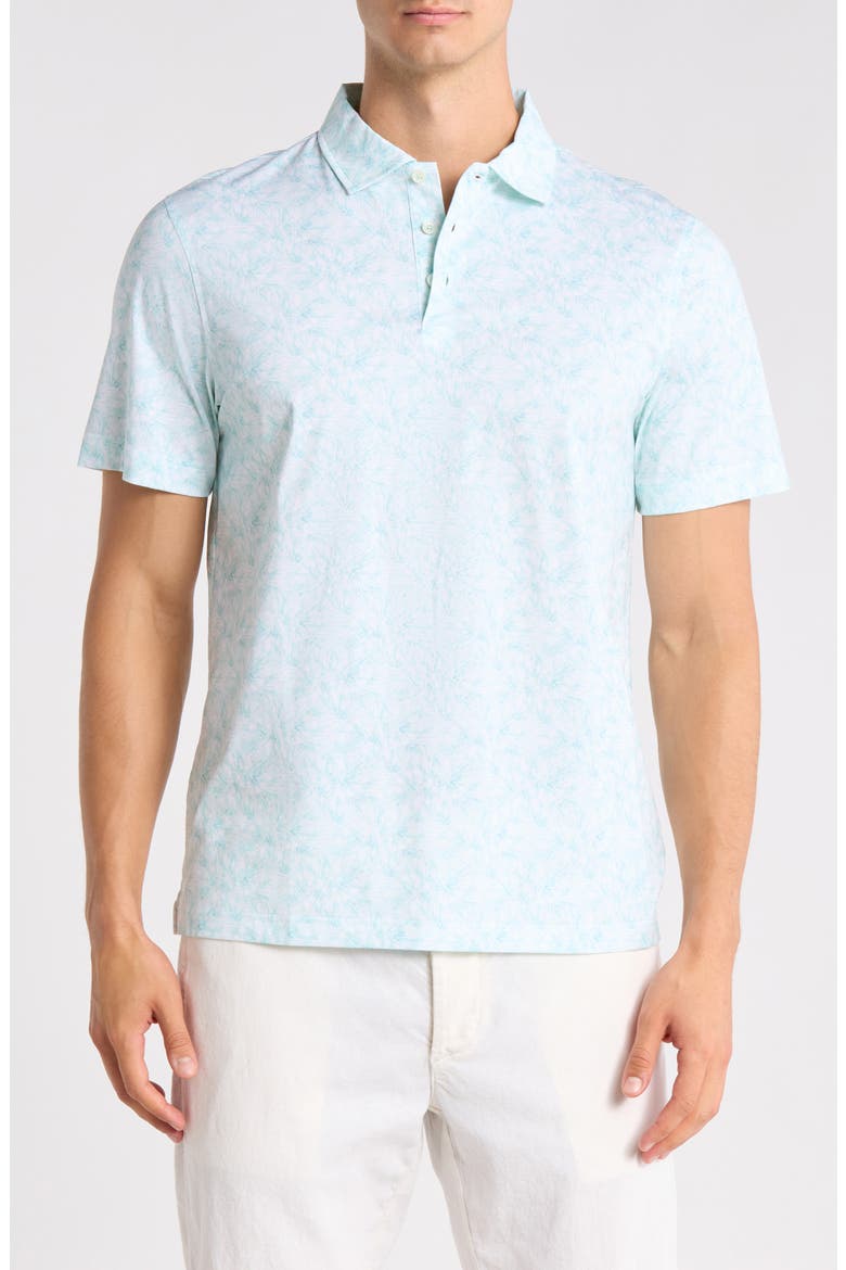 OoohCotton® Floral Stretch Cotton Knit Polo, Main, color, MENTHOL
