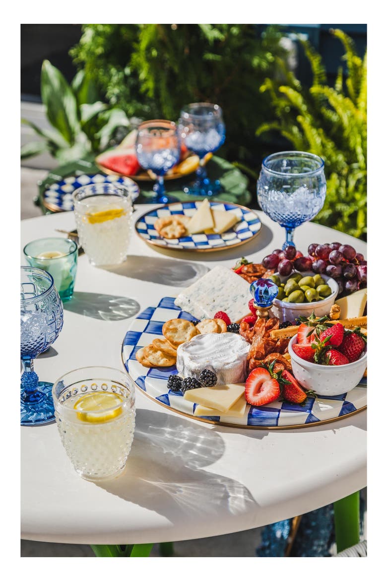 Royal Check Enameled Steel Cheese Course, Alternate, color, BLUE/ WHITE