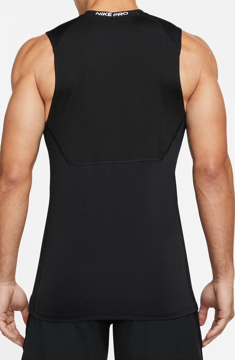 Nike Pro Dri-FIT Slim Fit Sleeveless Top, Alternate, color, Black/White
