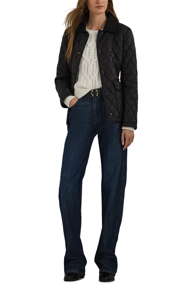Quilted Corduroy Contrast Jacket, Alternate, color, BLACK