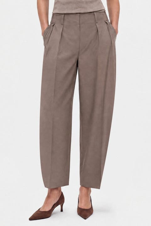 Pleated Barrel Leg Trousers
