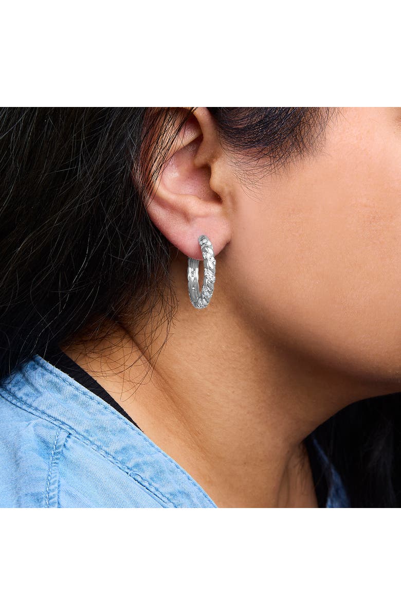 Haus of Brilliance 14K White Gold 1 1/5 Cttw Lab Grown Diamond Swirl Design 1" Inch Hoop Earrings, Alternate, color, White