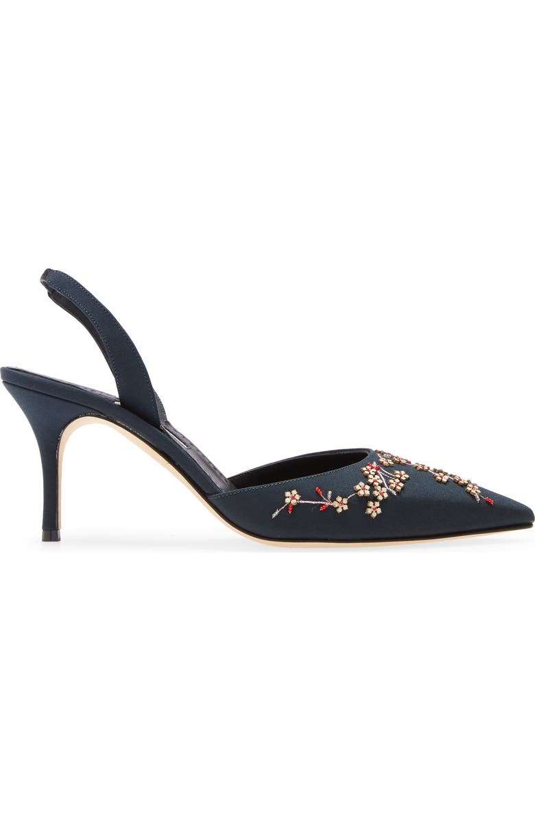 Manolo Blahnik Skyler Floral Embellished Pointed Toe Pump, Alternate, color,