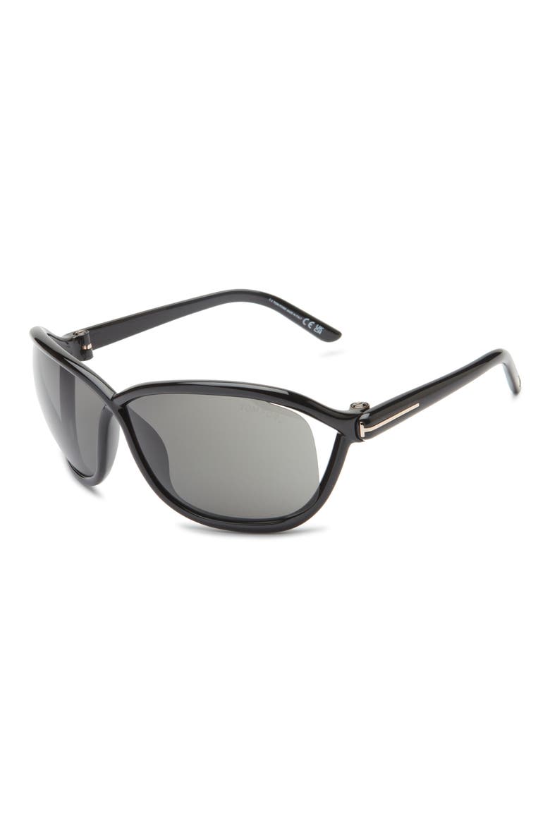 68mm Gradient Square Sunglasses, Alternate, color, SHINY BLACK / SMOKE