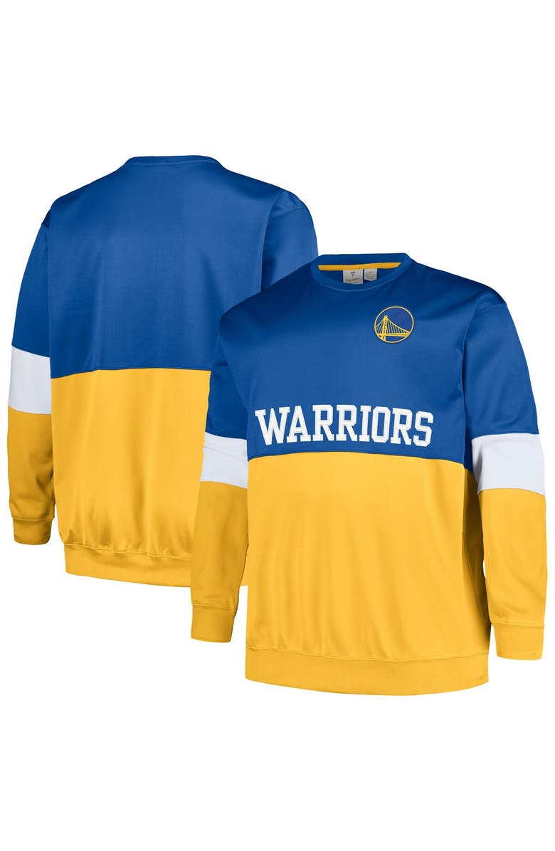 FANATICS Men's Fanatics Branded Royal/Gold Golden State Warriors Big & Tall Split Pullover Sweatshirt, Alternate, color, Royal