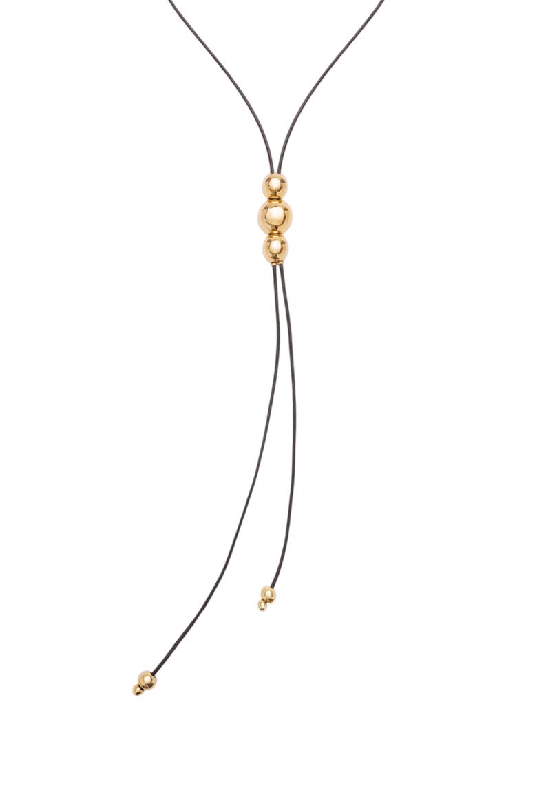 Triple-Bead Leather Necklace, Alternate, color, Gold