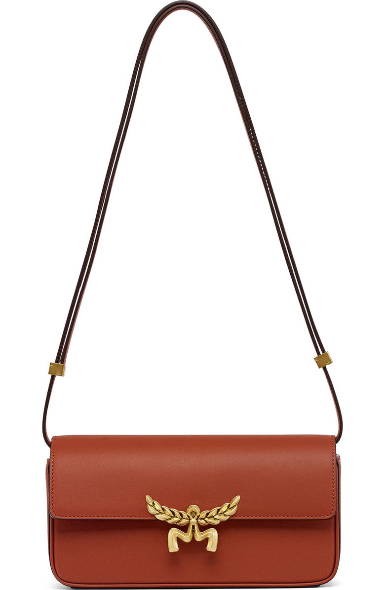 MCM Lauretos Leather Shoulder Bag, Main, color, Coconut Shell Brown