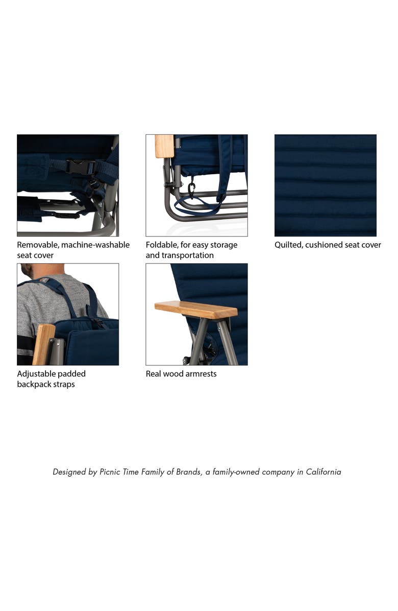 Picnic Time Descanso Padded Beach Chair, Alternate, color, Blue