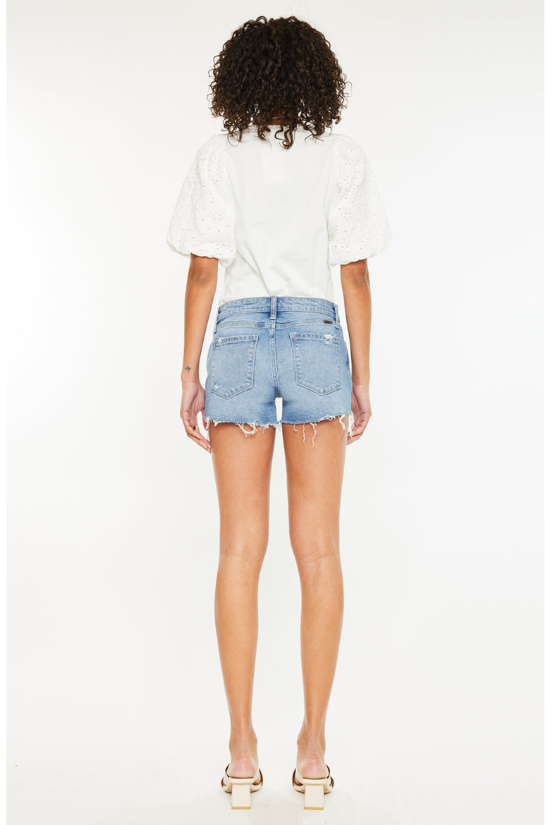 Heather Mid Rise Boy Fit Shorts, Alternate, color, Medium Wash