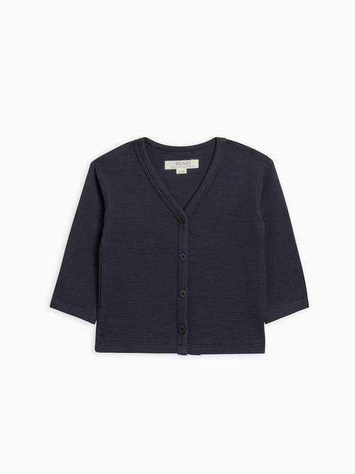 Kendi Wells Waffle Knit Button Cardigan In Blue