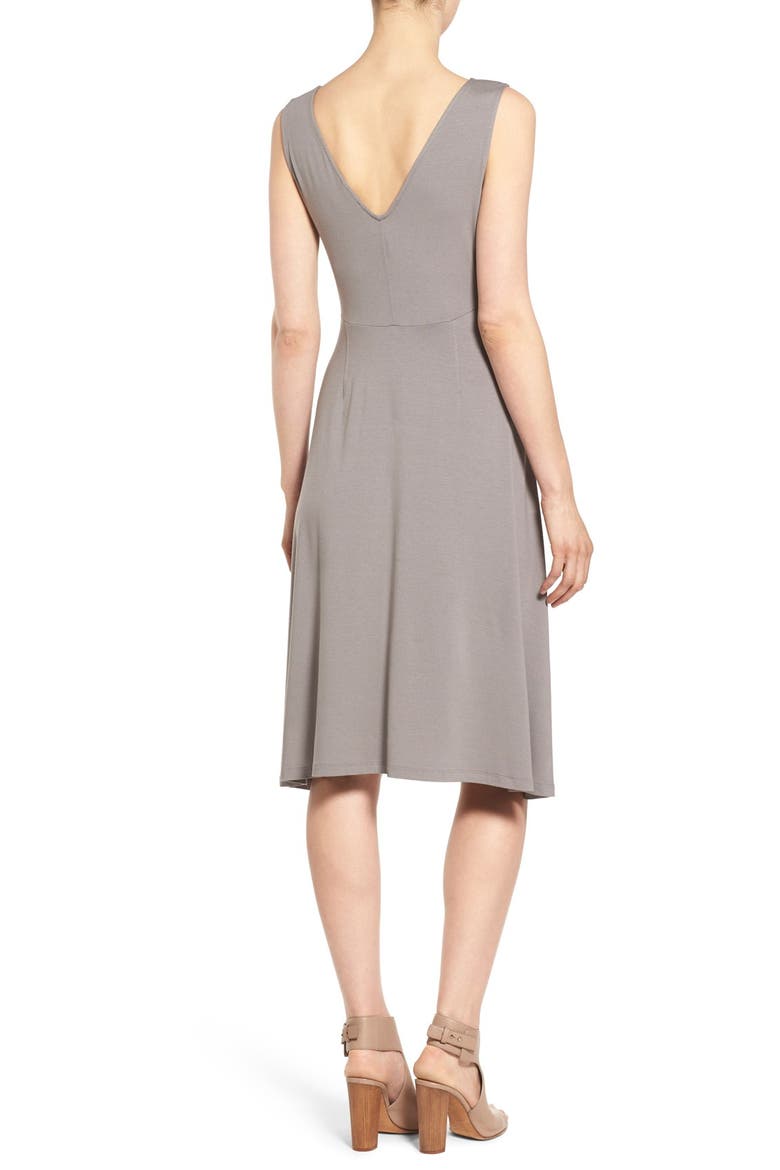 Jersey Bateau Neck Fit & Flare Dress, Alternate, color, SMOKE