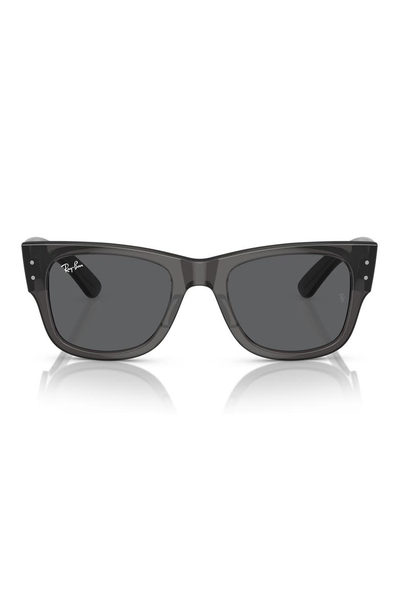 Mega Wayfarer 51mm Square Sunglasses, Main, color, TRANSPARENT BLACK / GREY