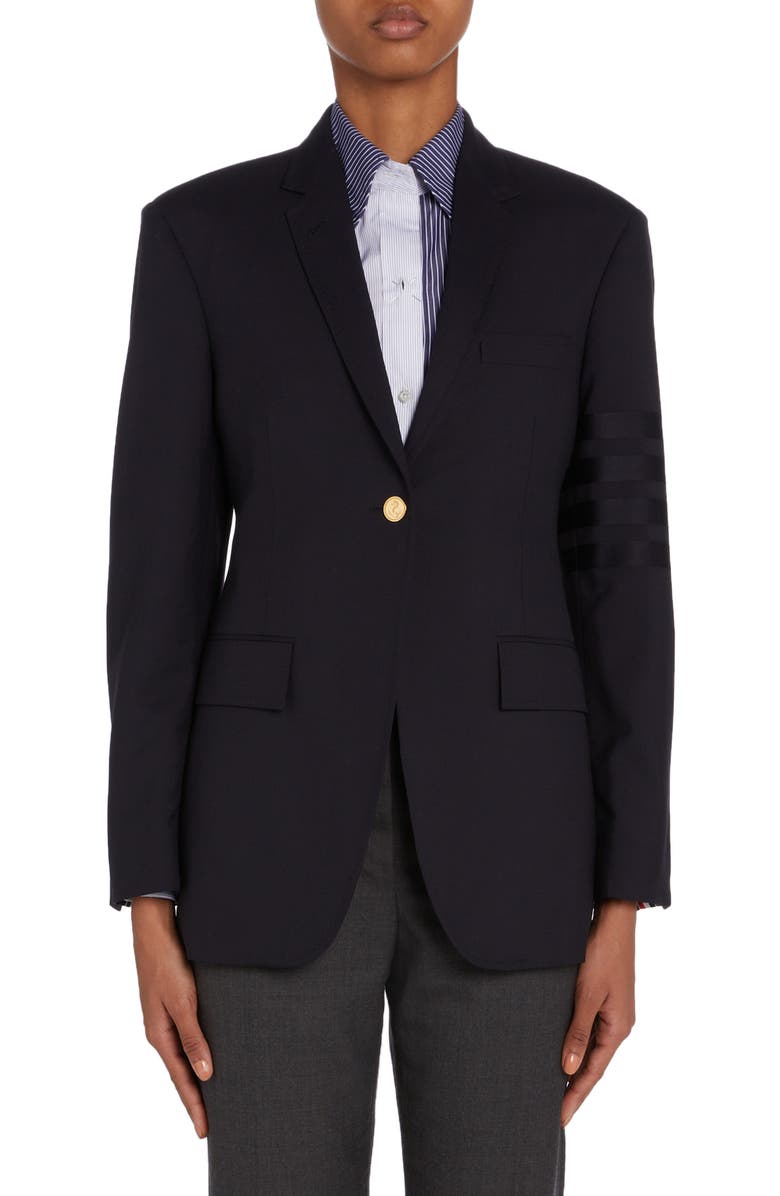 Thom Browne Single Breasted Wool Twill Blazer, Main, color,