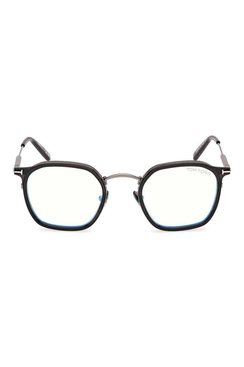 50mm Round Blue Light Blocking Glasses, Main, color, GUNMETAL HAVANA / T LOGO