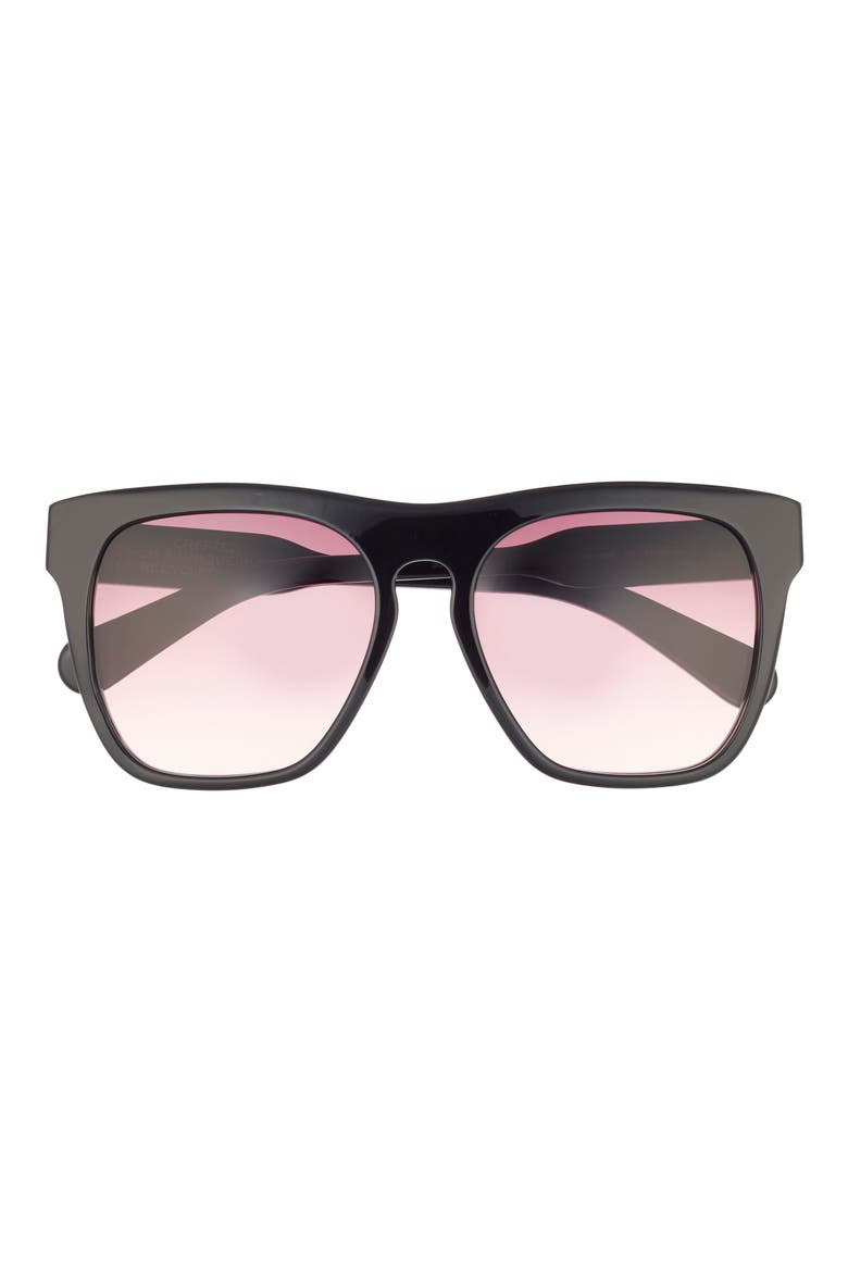 56mm Square Sunglasses, Main, color, BLACK BLACK RED