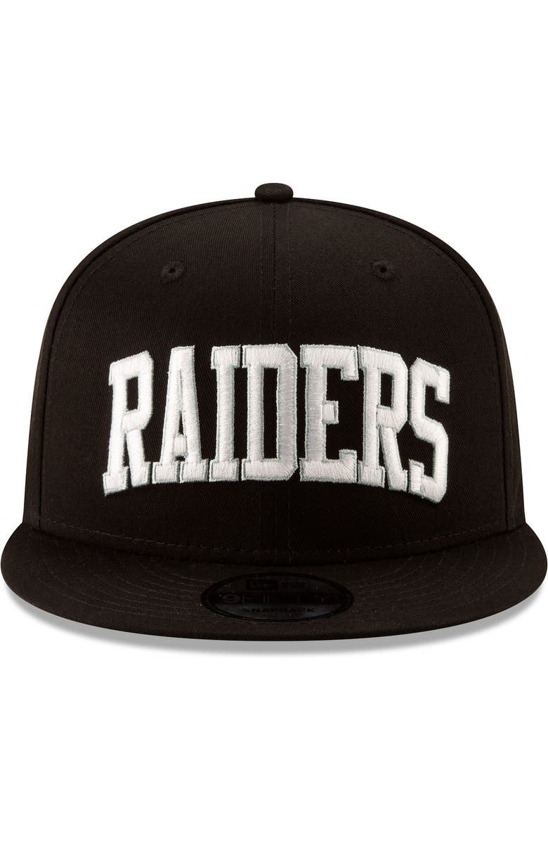 New Era Men's New Era Black Las Vegas Raiders Throwback Wordmark 9FIFTY Adjustable Snapback Hat, Alternate, color, 
