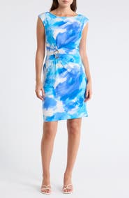Julia Jordan Bateau Neck Cap Sleeve Sheath Dress