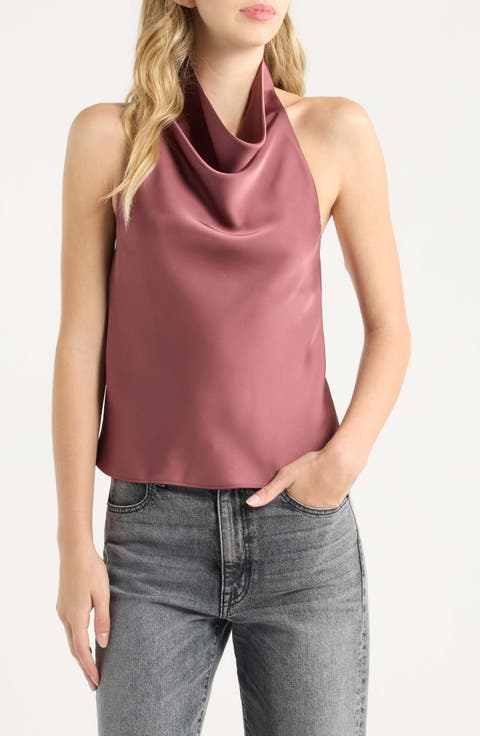 Fogline Satin Open Back Halter Top