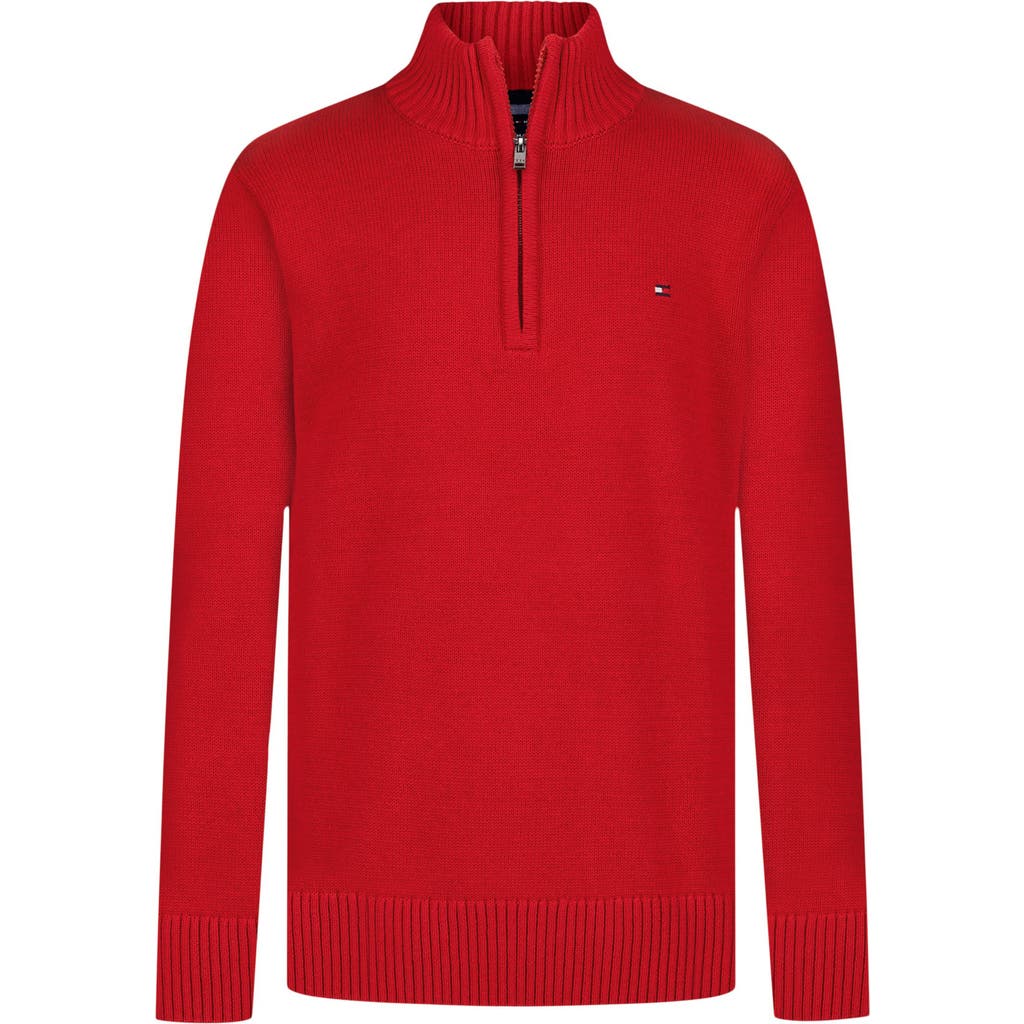 Tommy Hilfiger Kids' Quarter Zip Sweater In Red