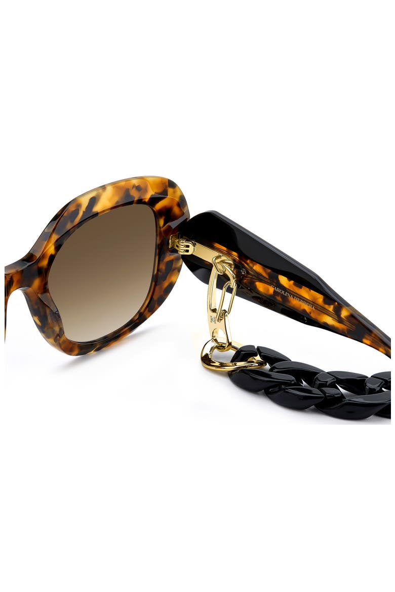 53mm Gradient Rectangular Sunglasses with Removable Chain, Alternate, color, HAVANA/ BROWN SF