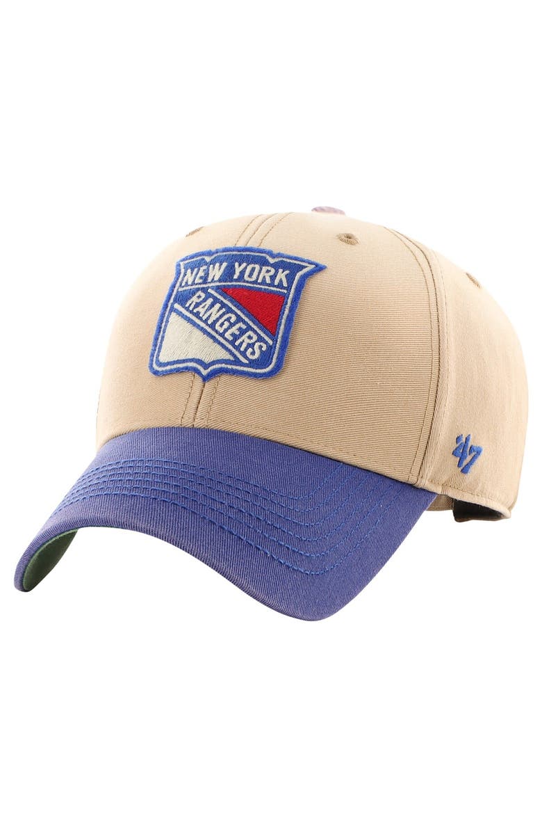 '47 Men's '47 Khaki/Blue New York Rangers Dusted Sedgwick MVP Adjustable Hat, Alternate, color, 