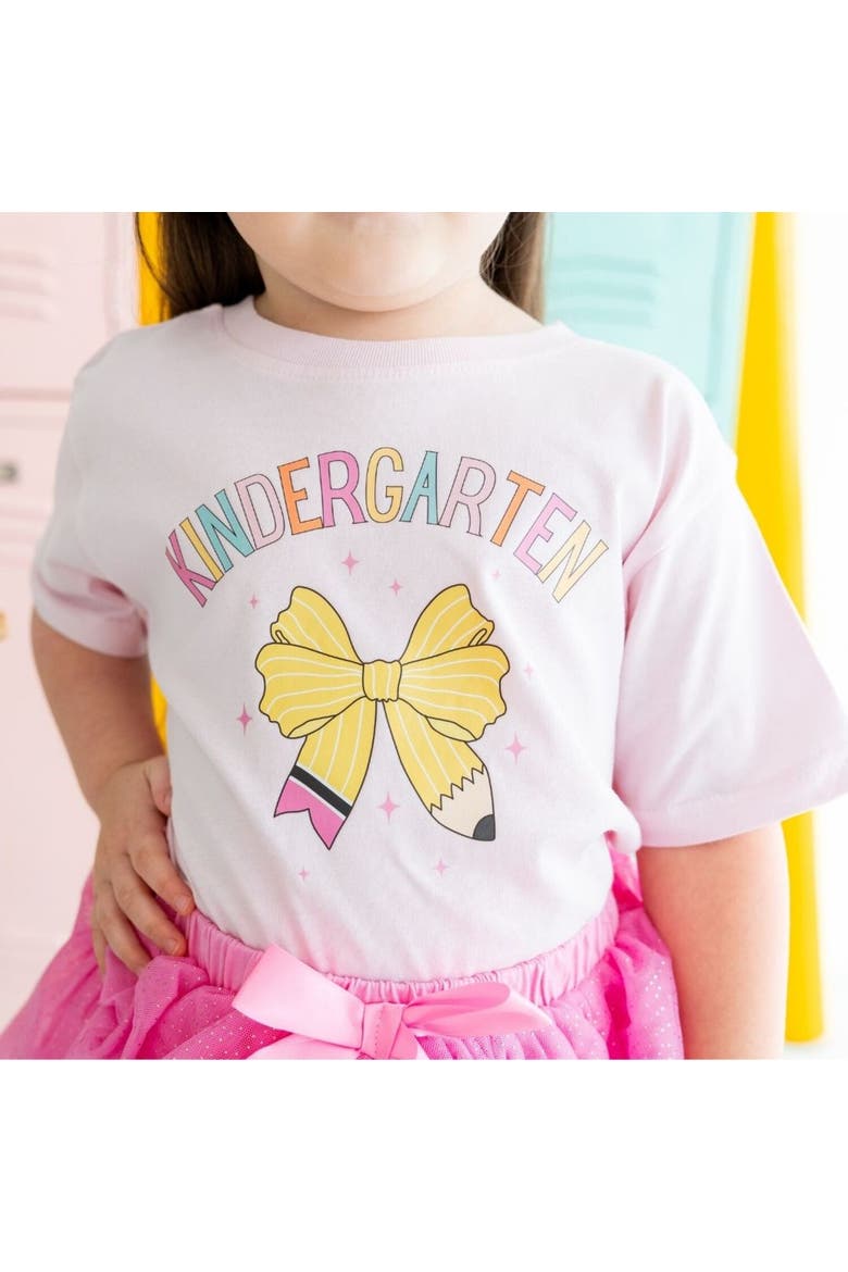 Kindergarten Pencil Bow Short Sleeve T-Shirt, Alternate, color, Pink