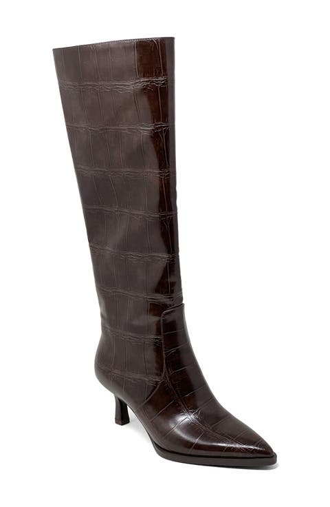 Vanessa Pointed Toe Knee High Kitten Boot (Women)