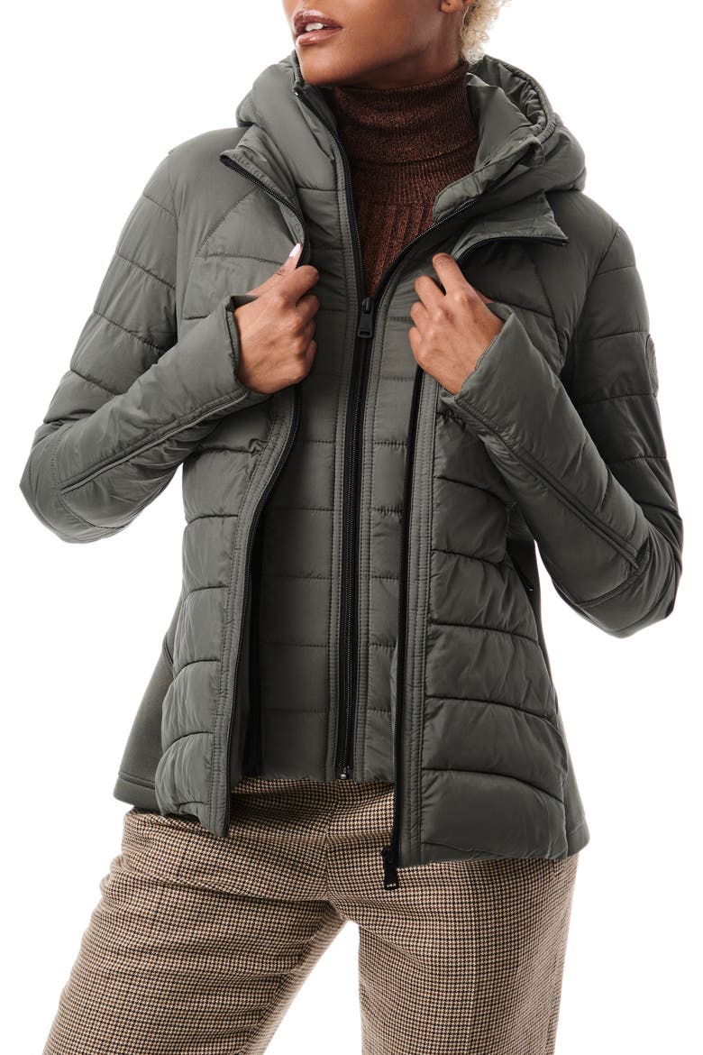 Hooded Quilted Water Repellent Jacket, Main, color, METROPOLITE
