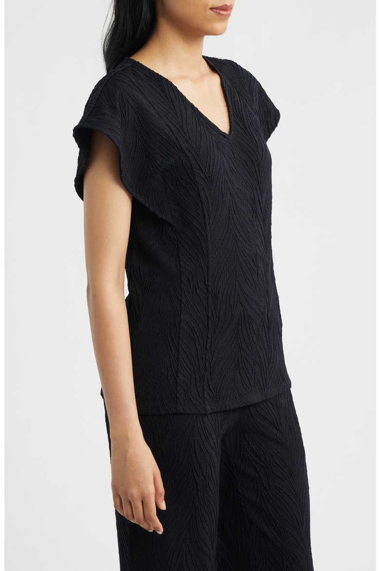 Texture Flutter Sleeve Top, Alternate, color, ANNE BLACK