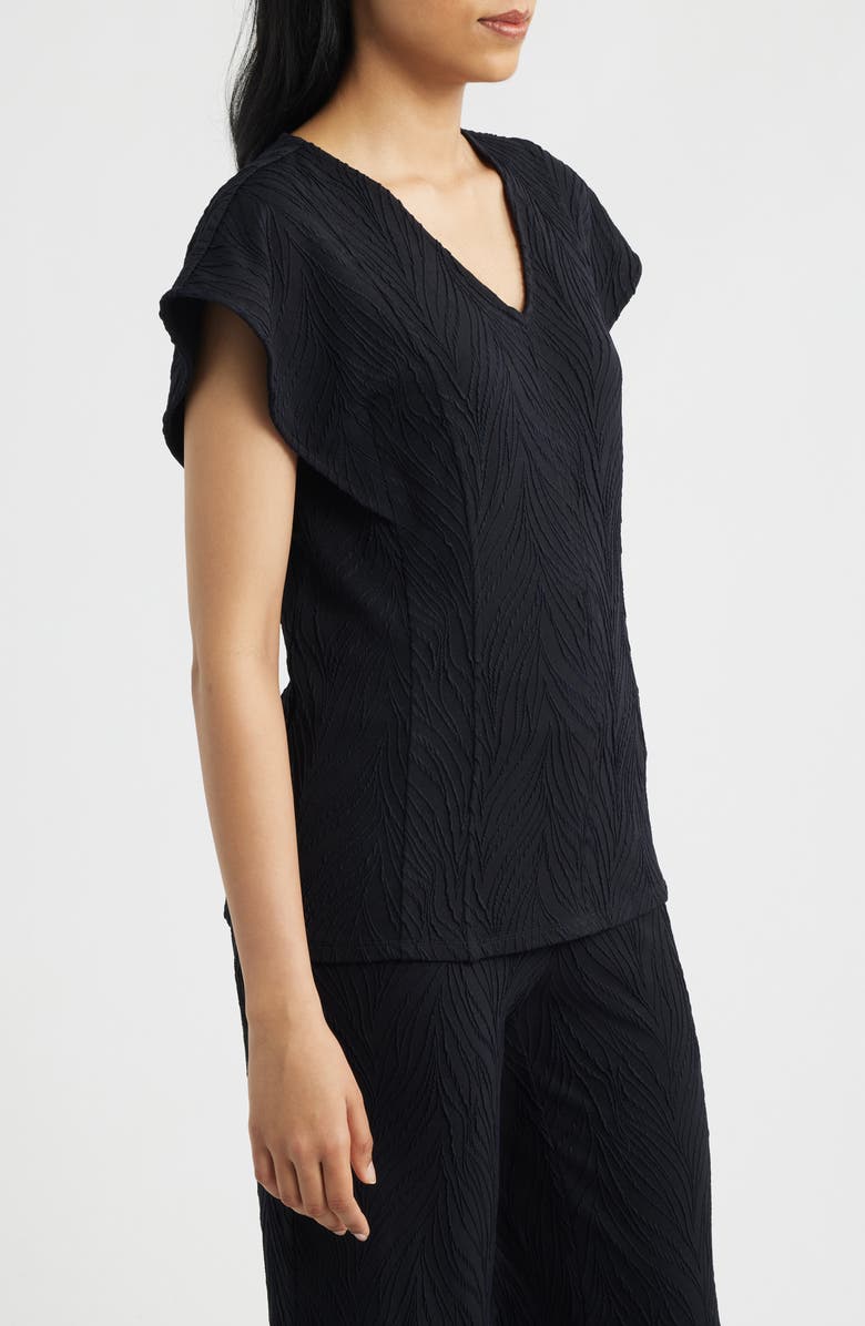 Anne Klein Texture Flutter Sleeve Top, Alternate, color, Anne Black