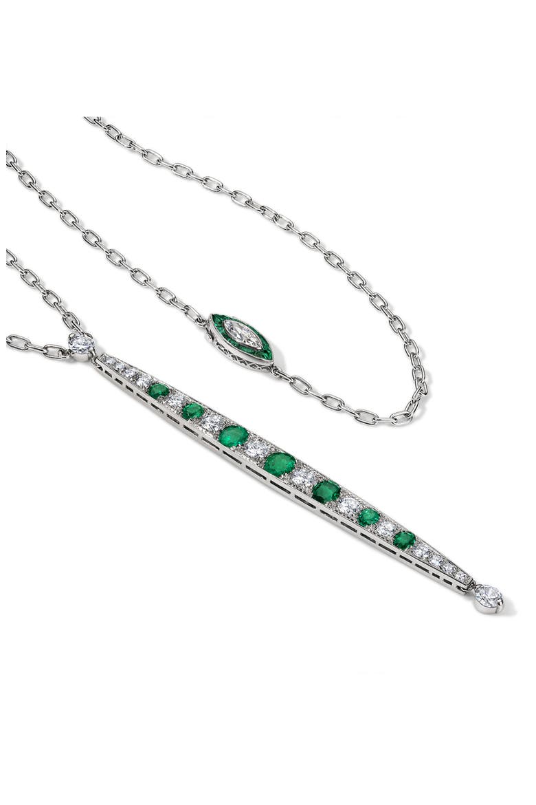 Emerald & Diamond Sautoir Necklace, Alternate, color, 18K WHITE GOLD