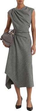 Reiss Clara Wool Blend Check Midi Dress