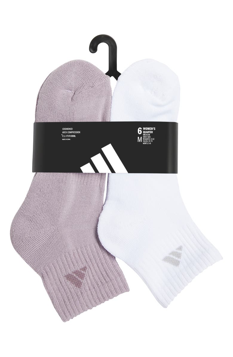 adidas 6-Pack Athletic Cushioned Crew Socks, Alternate, color, Fig Purple/ Clear Grey/ White