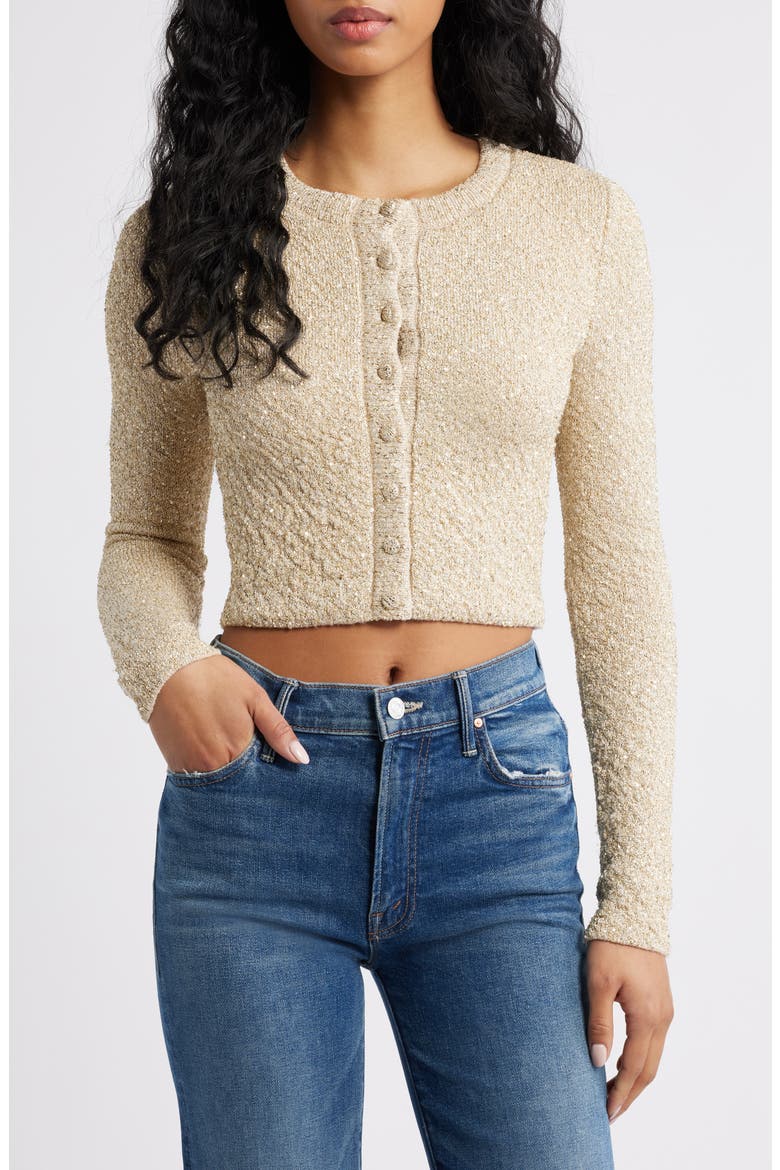 Ferra Embellished Crop Cardigan, Main, color, HONEY GOLD