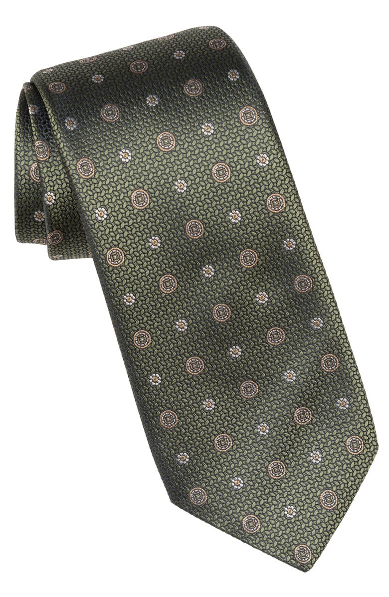 Elizabetta Benelli - Silk Jacquard Tie for Men, Main, color, Sage Green