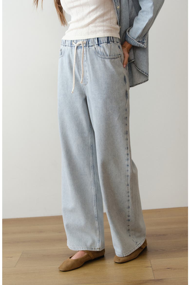 Ella Wide Leg Drawstring Jeans, Alternate, color, LIGHT WASH