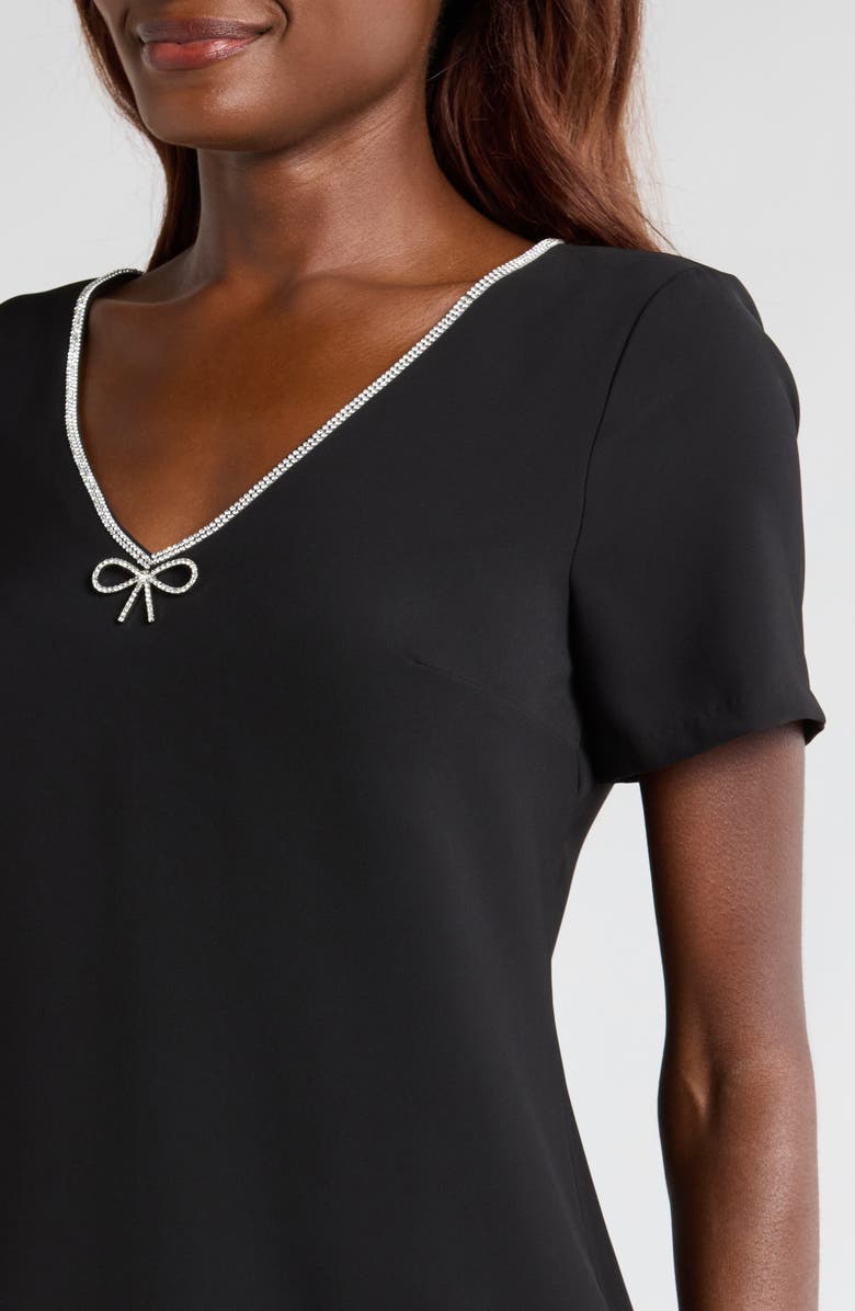 CeCe Rhinestone Bow Short Sleeve Sheath Dress, Alternate, color, 
