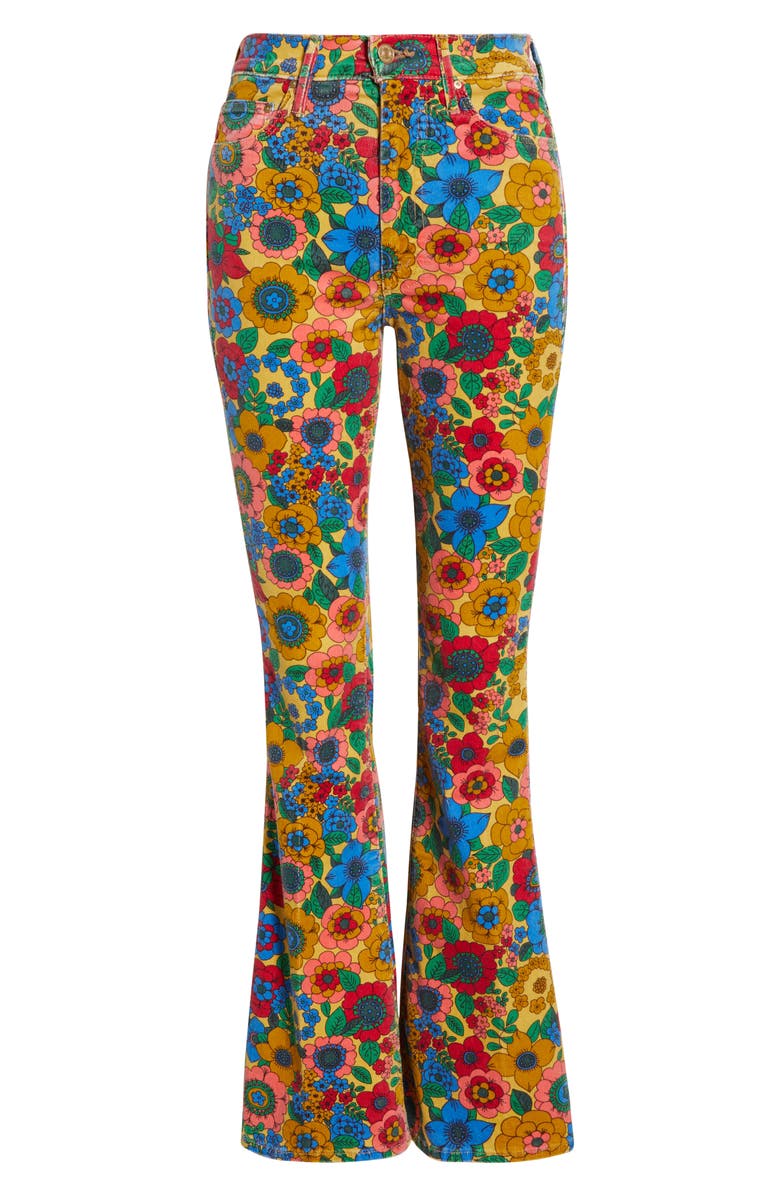 MOTHER High Waist Weekend Skimp Flare Leg Jeans, Alternate, color, Track And Flower Fields