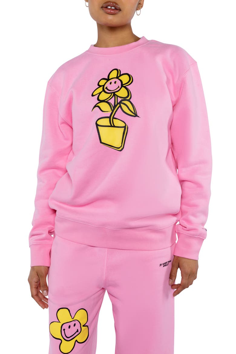 Smiley® x By Samii Ryan Growing Smiles Fleece Sweatshirt, Alternate, color, PINK