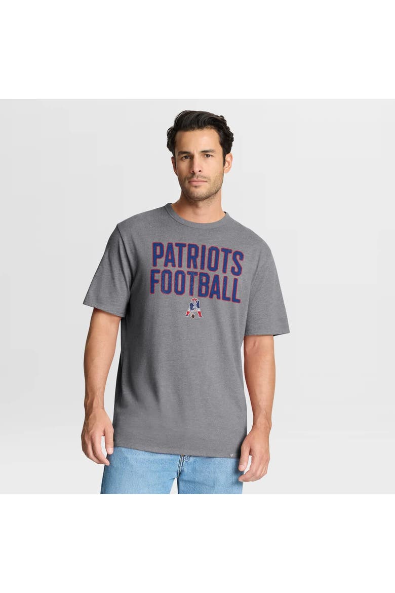Men's Fanatics Heather Gray New England Patriots First Down Tribute Tri-Blend T-Shirt, Main, color, Heather Gray
